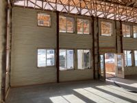 Spray foam insulation on the wall of a pole barn